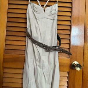 DO+BE Tan Dress with Snake Print Detail